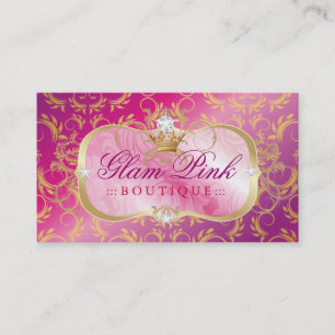 Cartão De Visita Rosa divino dourado P da tiara cor-de-rosa pródig