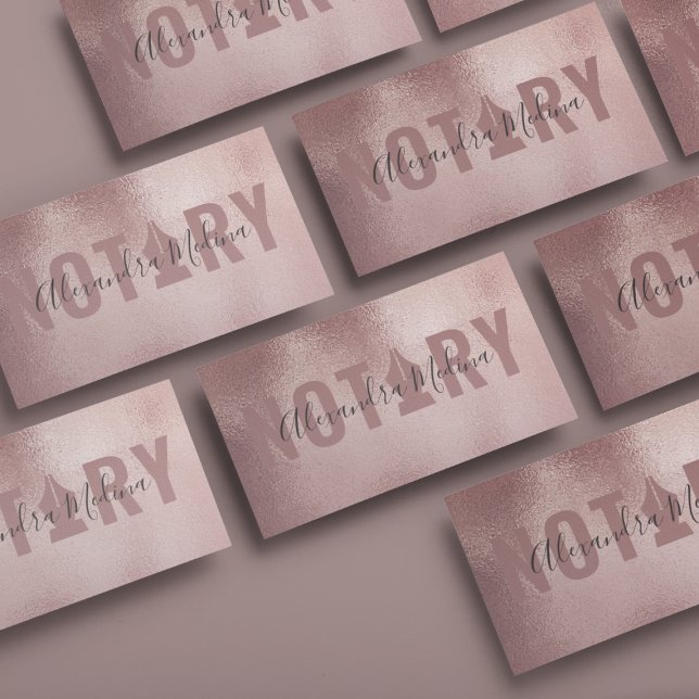 Cartão De Visita Rosa do Agente de Assinatura Notária Móvel Dourado (Criador carregado)