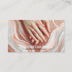 Cartão De Visita Rosa Dourada Linda Maquiagem da Mulher
