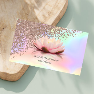 Cartão De Visita Rosa Dourada Moderna em Diamantes de Holografia Ló