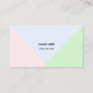 Cartão De Visita Rosa Dourada Pastel Abstrata Moderna, Azul e Verde
