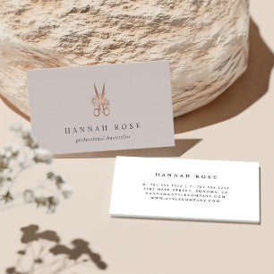 Cartão De Visita Rosa Dourada Tesoura Logo Hairstylist