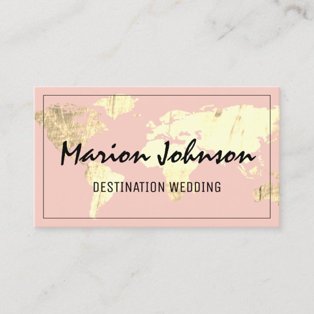 Cartão De Visita Rosa Dourada Viagem da Agência de Mapeamento do Mu (Frente)