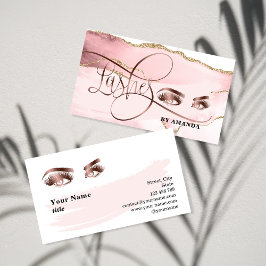 Cartão De Visita Rosa Dourado Agate Makeup Eyebrow Olhos Lashes
