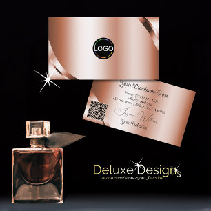 Cartão De Visita Rosa Dourado Brilhante Glamouroso com Logotipo e C