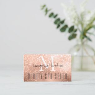Cartão De Visita Rosa Dourado Brilhante, Glitter Hair SPA Salon