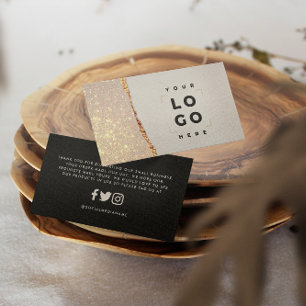 Cartão De Visita Rosa dourado brilhante obrigado preto rosa moderno