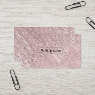 Cartão De Visita Rosa Dourado Brilho Brilhos Glam Moderno Chique