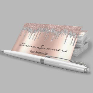 Cartão De Visita Rosa Dourado Drives Metálicos Personalizar Brilho