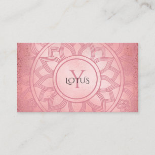 Cartão De Visita Rosa Dourado Elegante Lotus Mandala Yoga