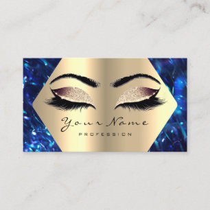 Cartão De Visita Rosa Dourado Glitter Makeup Artist Trava Marinho A
