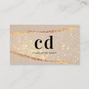 Cartão De Visita Rosa dourado-glitter monograma de glitter