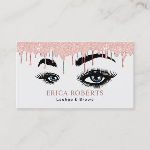 Cartão De Visita Rosa Dourado Lashes Maquiagem Artista Salão
