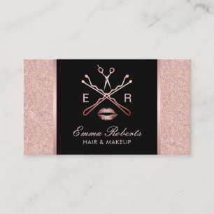 Cartão De Visita Rosa Dourado Logotipo de beleza maquiagem Artista 