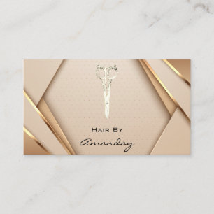 Cartão De Visita Rosa Dourado Logotipo tesoura do logotipo SPA List