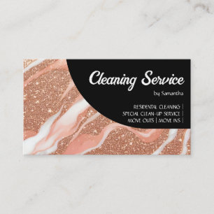 Cartão De Visita Rosa Dourado Marble Glitz Black