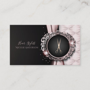 Cartão De Visita Rosa Dourado Rosa & Preto Luxo Cabelereiro