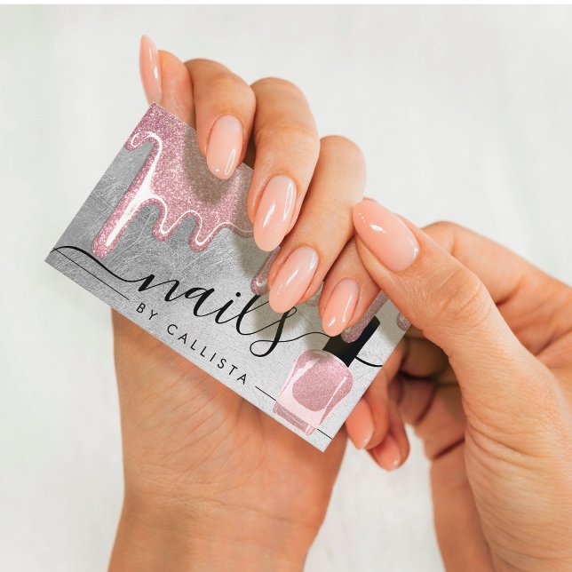 Cartão De Visita Rosa Dourado Silver Espesso Glitter Drives Unhas P (Criador carregado)