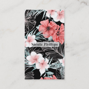 Cartão De Visita Rosa Dourado Tropical Botânico Paraíso Ilha Chic