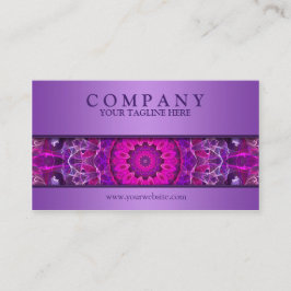 Cartão De Visita Rosa e mandala de incandescência roxa - moderno