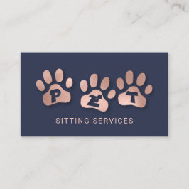 Cartão De Visita Rosa e Marinho dos Pet Sitting Services