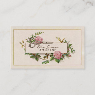 Cartão De Visita rosa elegante chique do cabeleireiro do vintage