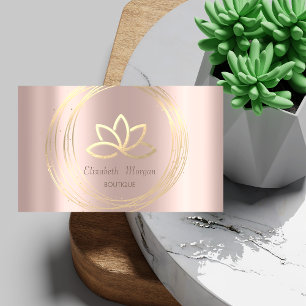 Cartão De Visita Rosa Elegante moderno Dourado, Círculos Dourados L