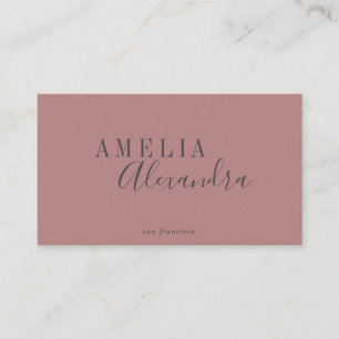 Cartão De Visita Rosa empoeirado cinza Script Moderno Boho Chic Per