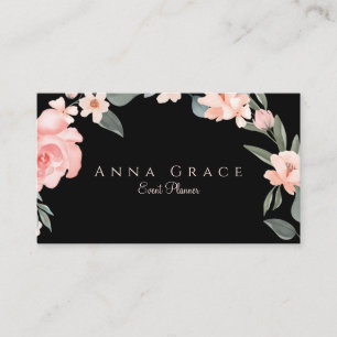 Cartão De Visita Rosa Floral Cinza-Rosa Girassol