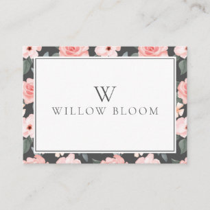 Cartão De Visita Rosa Floral cor-de-água rosa e verde-sábio
