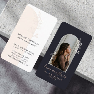 Cartão De Visita Rosa Floral moderno - Arco de Fotografias Preto