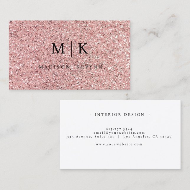 Cartão De Visita Rosa Glitter (Frente/Verso)