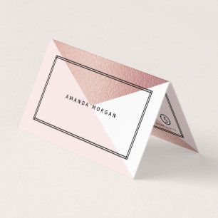 Cartão De Visita Rosa Gold Foil Effect Geométrico Dupla Lealdade