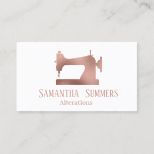 Cartão De Visita Rosa Gold Foil Sewing Machine Alterations Tailor