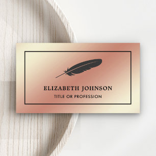 Cartão De Visita Rosa Gold Folha Preta Vintage Caneta