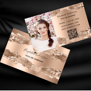 Cartão De Visita Rosa gold metal agate marble marble marble, foto d
