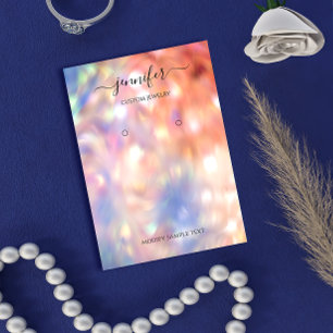 Cartão De Visita Rosa holográfico da placa de joalharia para port