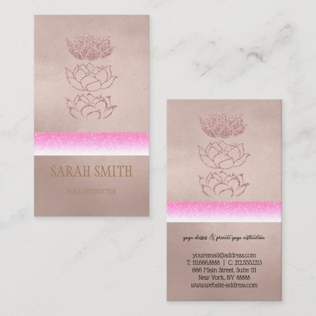 Cartão De Visita Rosa-lótus moderno (Frente/Verso)