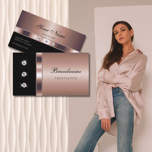 Cartão De Visita Rosa luxuoso Dourado a preto com restos de ferro