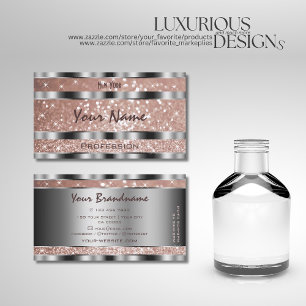 Cartão De Visita Rosa Luxurioso Estrelas de Lâmpada Dourada Decor 