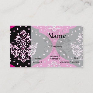 Cartão De Visita rosa magenta preto branco henna damasco