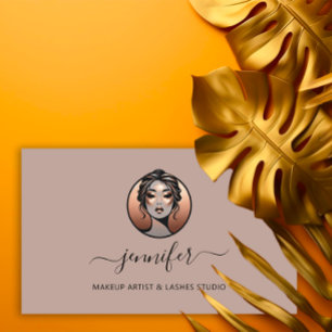 Cartão De Visita Rosa Makeup Artist Logótipo Personalizado Lashes Q