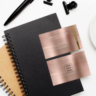 Cartão De Visita Rosa Metálico de pincel Dourado