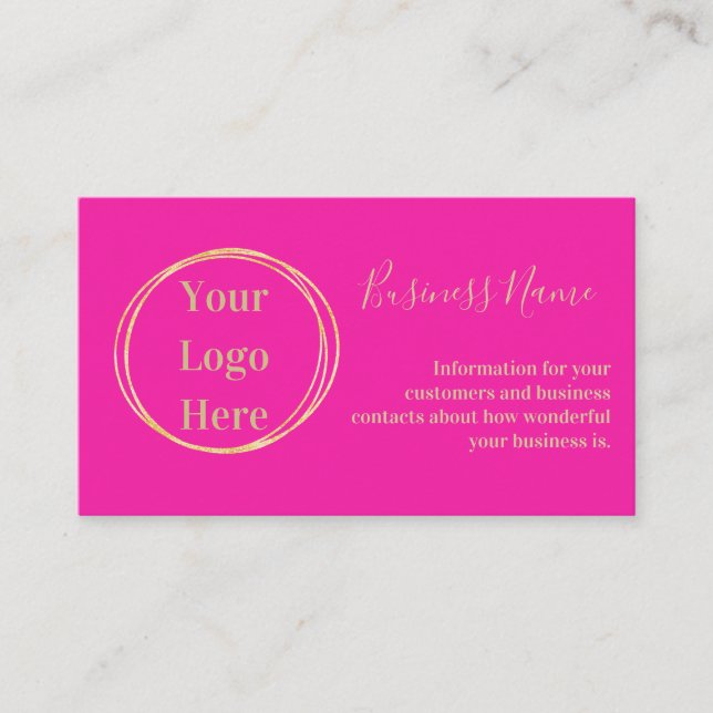 Cartão De Visita Rosa Mínimo Moderno e Moderno Personalizado Dourad (Frente)