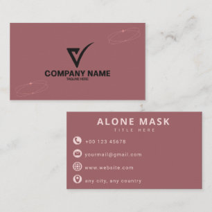 Cartão De Visita Rosa Moderno Malva e Preto Profissional Empresaria