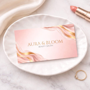 Cartão De Visita Rosa Moderno Ouro Granito Mármore Beleza Rosa Bege