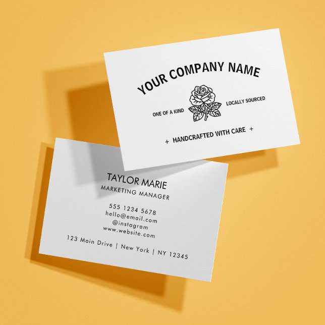 Cartão De Visita Rosa moderno | Preto e Branco personalizáveis (Criador carregado)