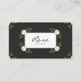 Cartão De Visita Rosa Negra Elegante Floral Retangular