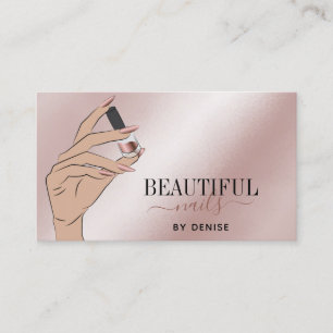 Cartão De Visita rosa ouro salão de unhas unhas técnico b