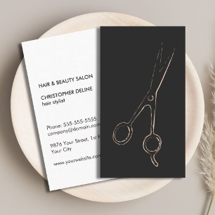 Cartão De Visita Rosa pálido cinzento elegante mínimo Scissor o